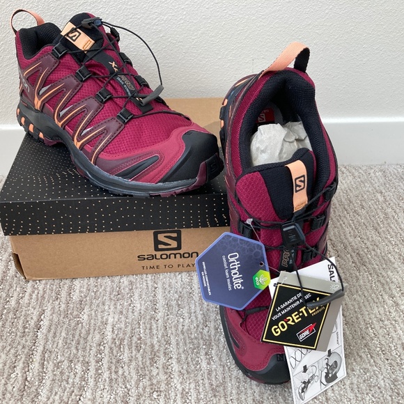 Salomon XA PRO 3D GTX Size 8.5 Rhododendrum/Wine Tasting/Cantaloupe - Picture 1 of 8